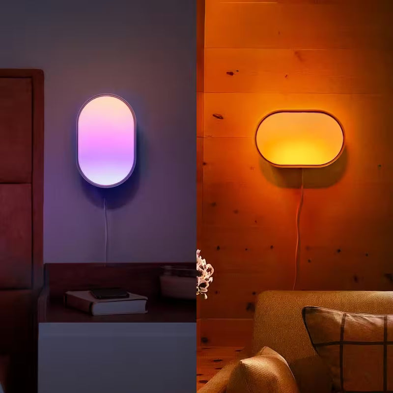 Luna 5 In. X 8 In. Oval White Integrated LED Multi-Color Smart Wi-Fi Dimmable Wall or Table Lamp