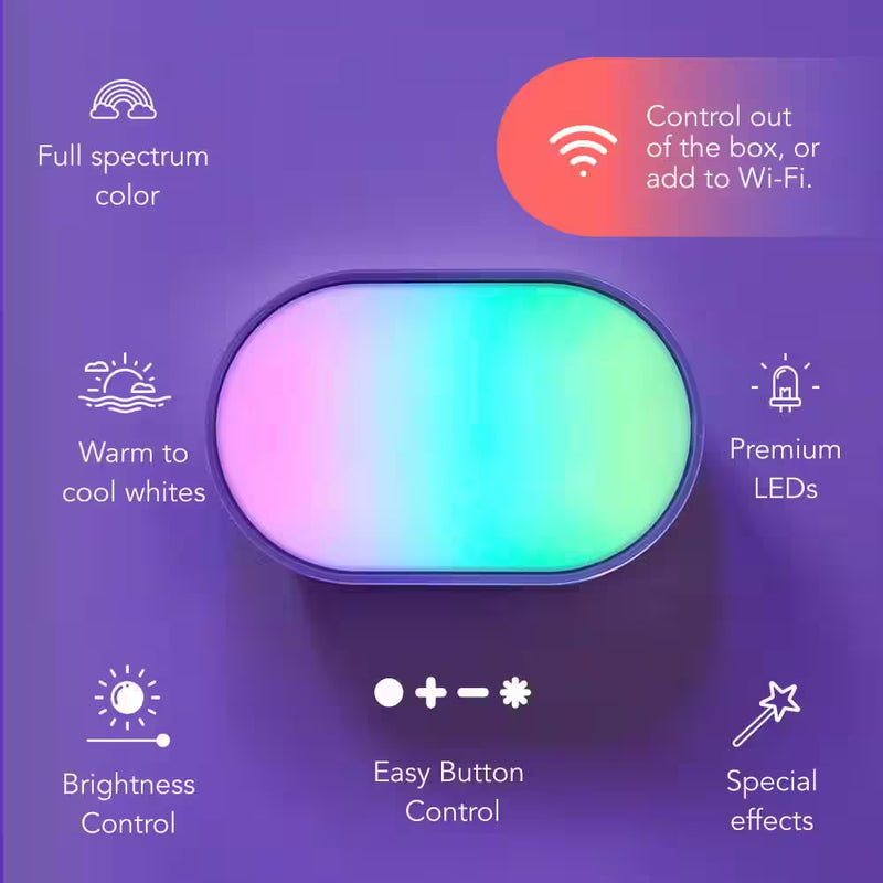 Luna 5 In. X 8 In. Oval White Integrated LED Multi-Color Smart Wi-Fi Dimmable Wall or Table Lamp